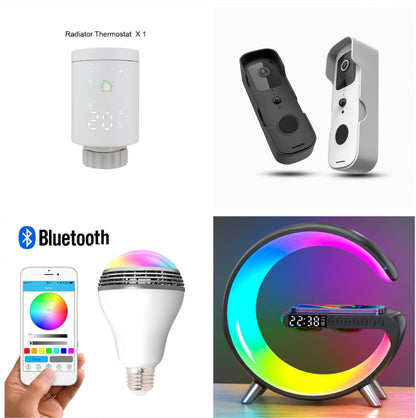Smart Atmosphere Lamp 5-in-1 — LED, Bluetooth Speaker, 15W Wireless Charger, Alarm Clock & Night Light