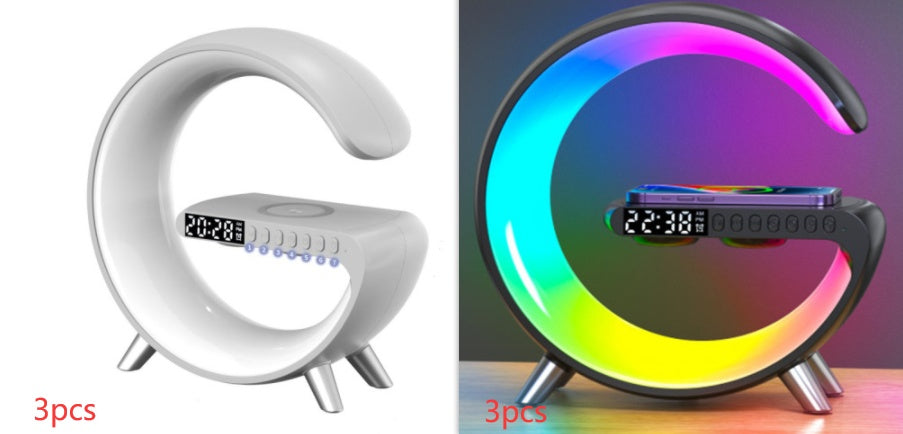 Smart Atmosphere Lamp 5-in-1 — LED, Bluetooth Speaker, 15W Wireless Charger, Alarm Clock & Night Light