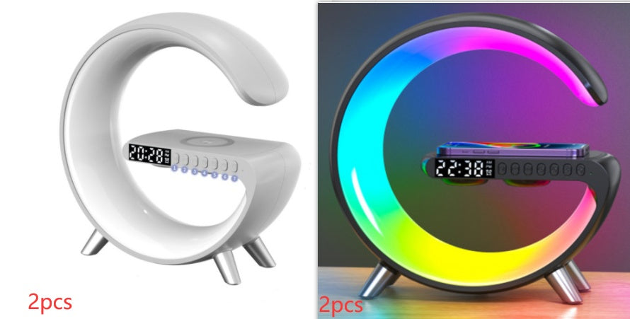 Smart Atmosphere Lamp 5-in-1 — LED, Bluetooth Speaker, 15W Wireless Charger, Alarm Clock & Night Light